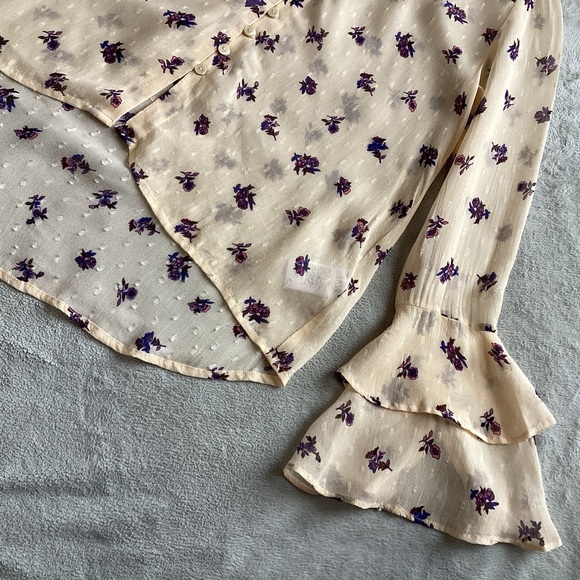 NWT Cleobella Kinsley Blouse Delicate Boho Floral Button Top Tiered Bell Sleeve - Picture 10 of 17
